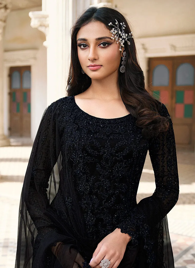 Black Pakistani Designer Pant Style Suit