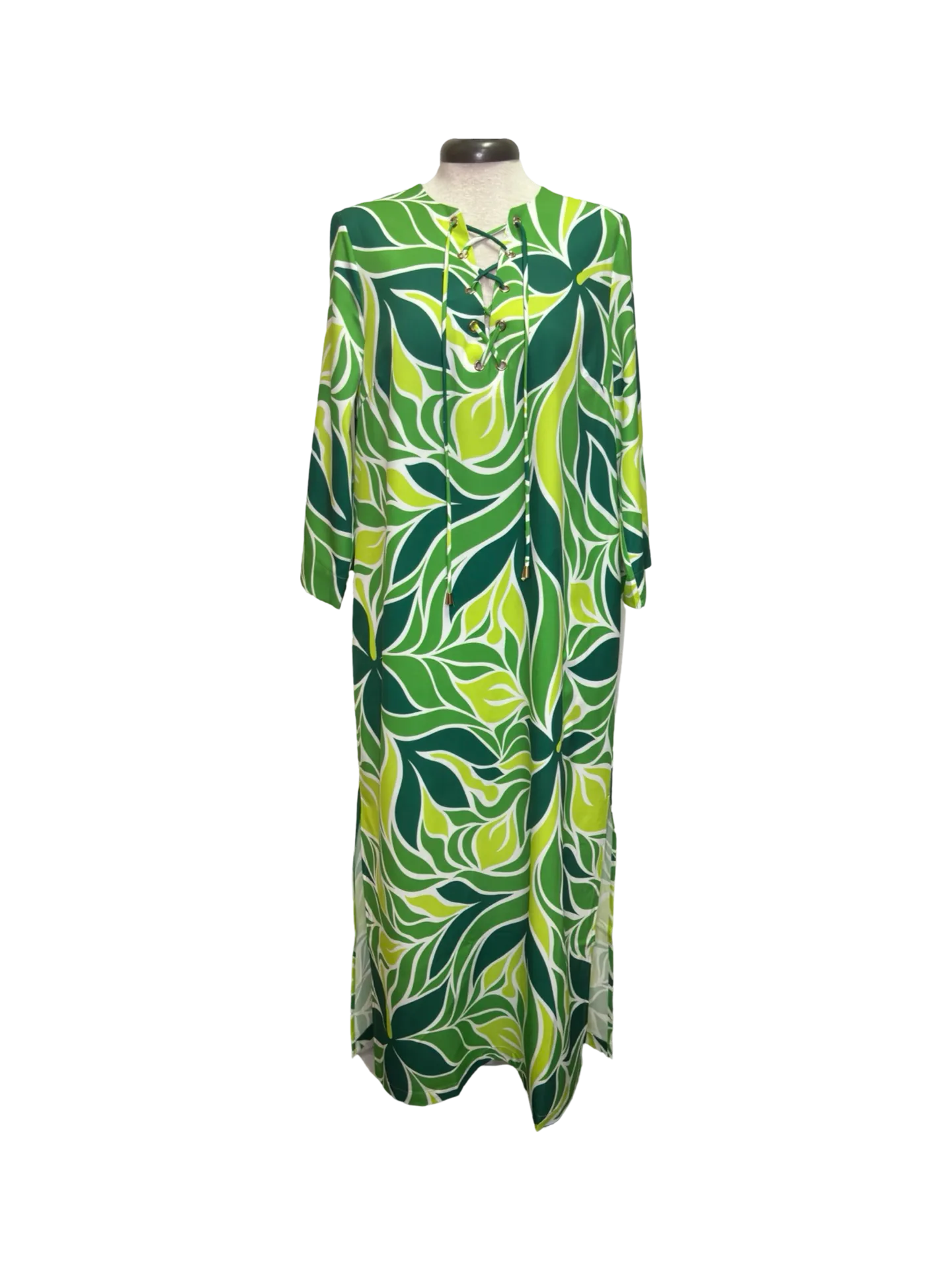 Bold Vines Lace Up Maxi Dress