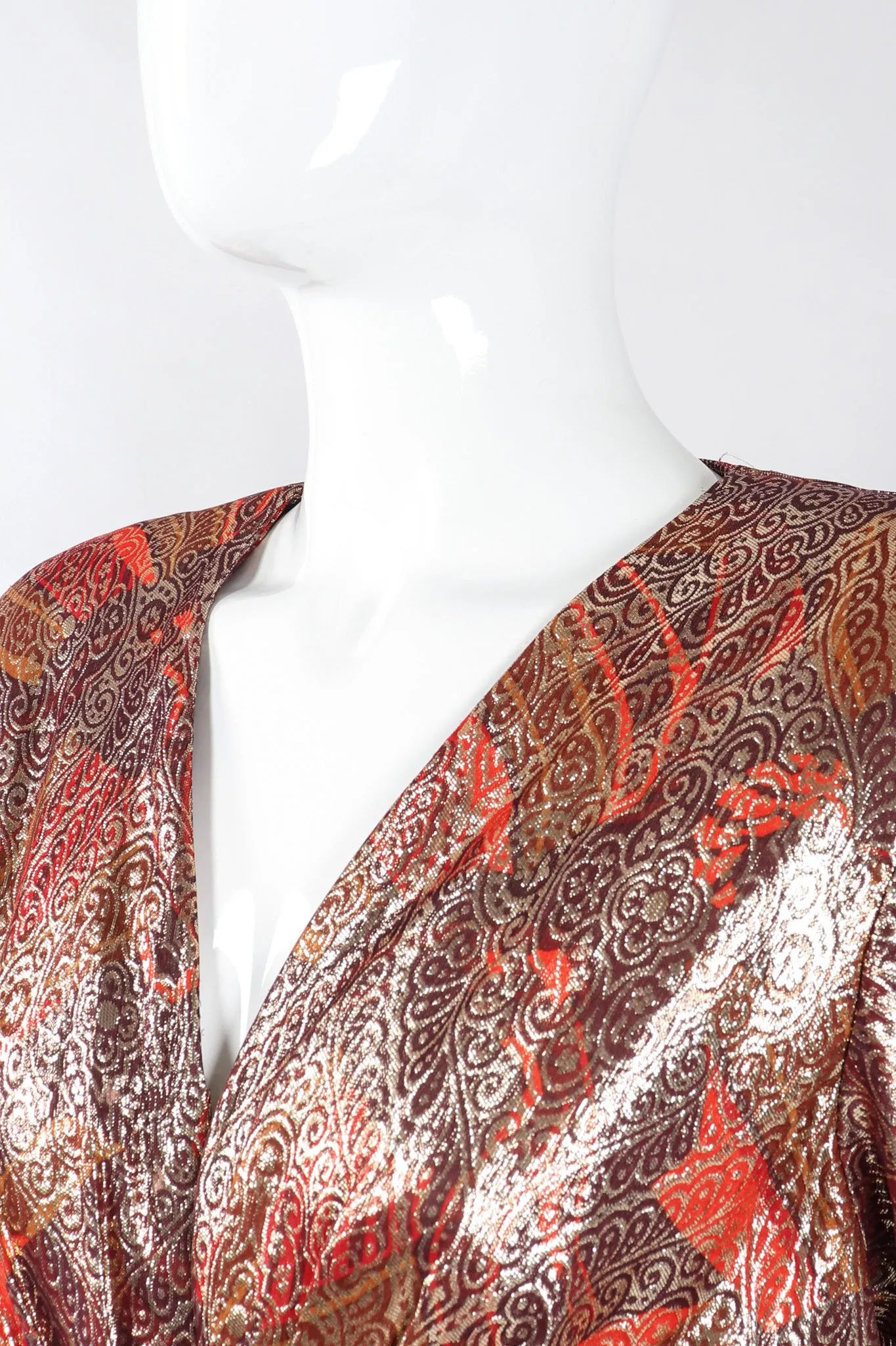Brocade Lamé Waist Wrap Dress