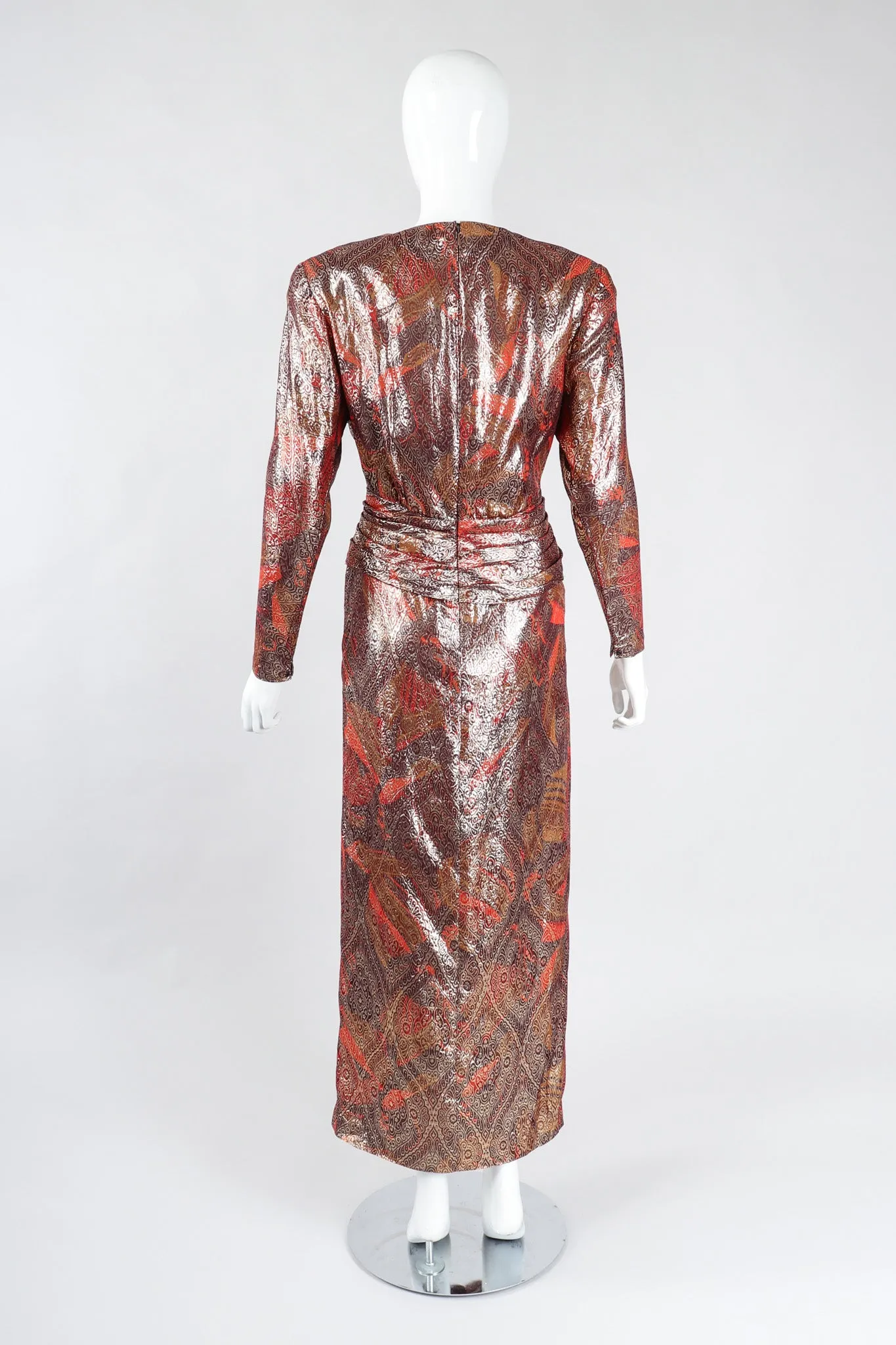 Brocade Lamé Waist Wrap Dress