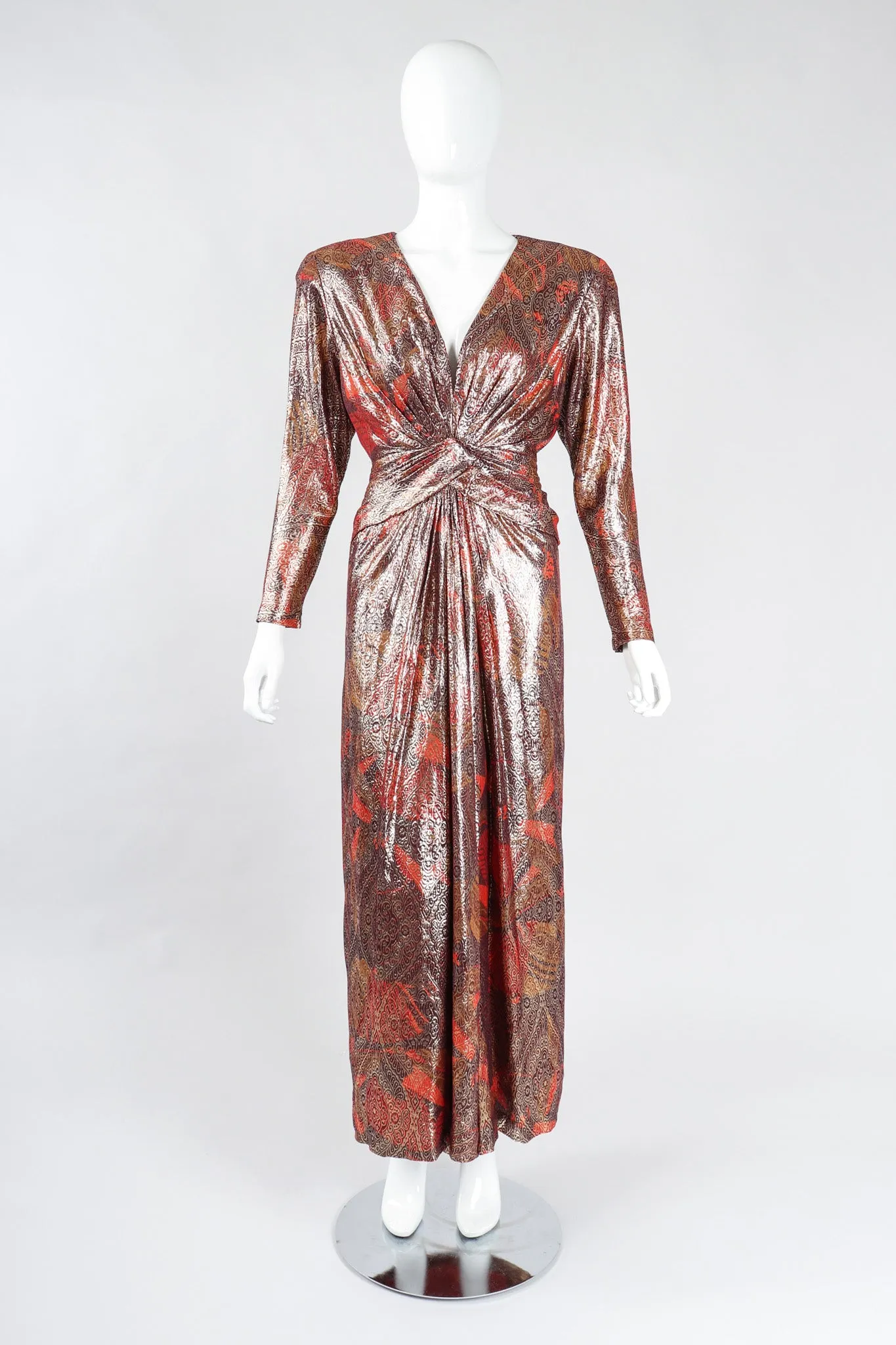 Brocade Lamé Waist Wrap Dress