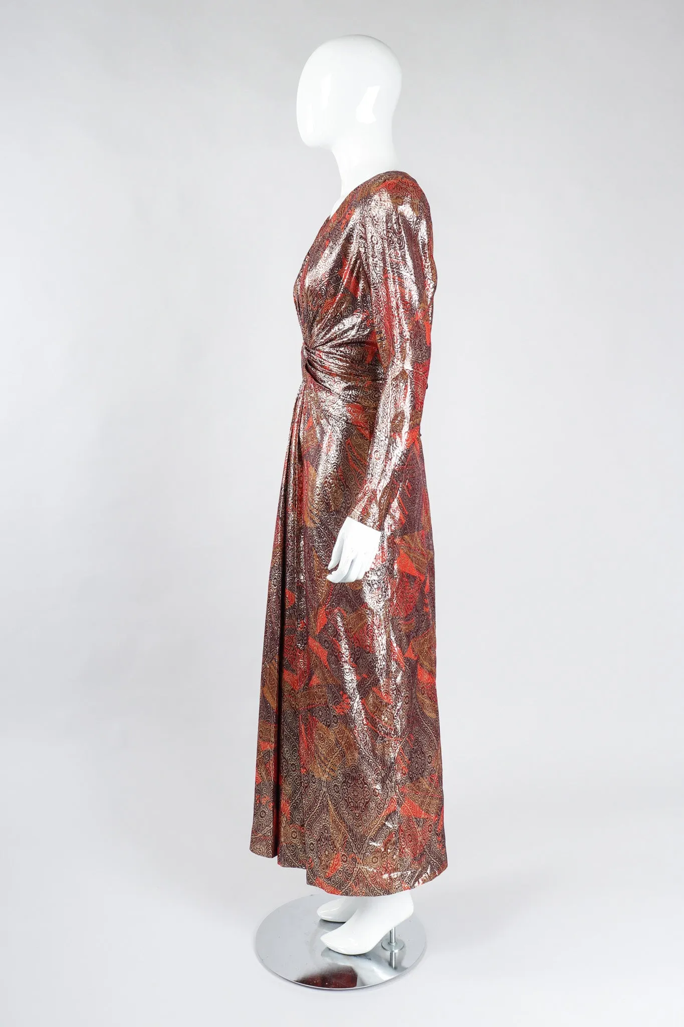 Brocade Lamé Waist Wrap Dress