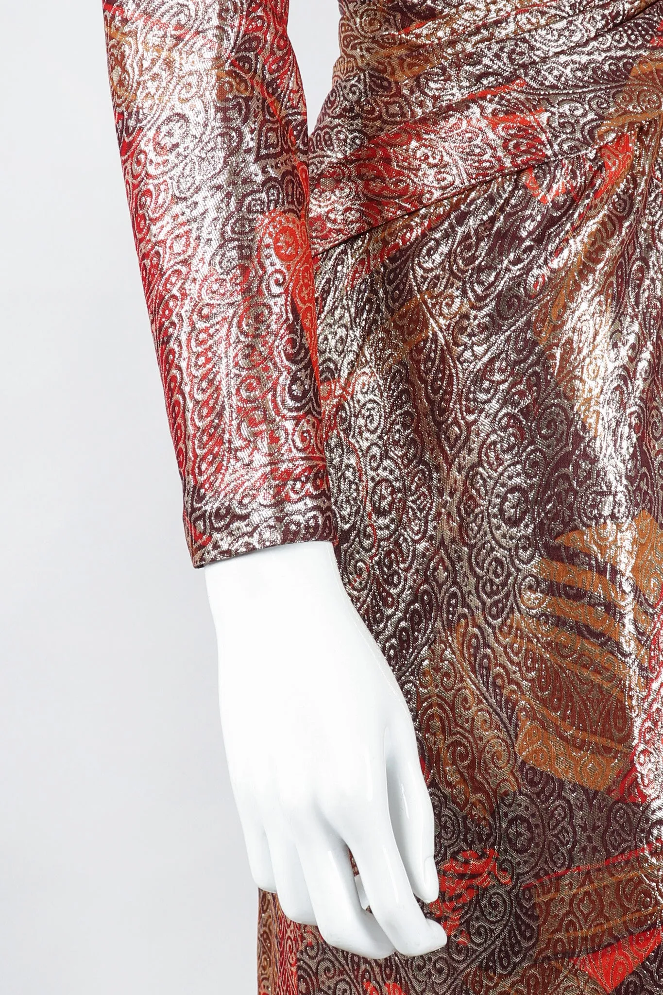 Brocade Lamé Waist Wrap Dress