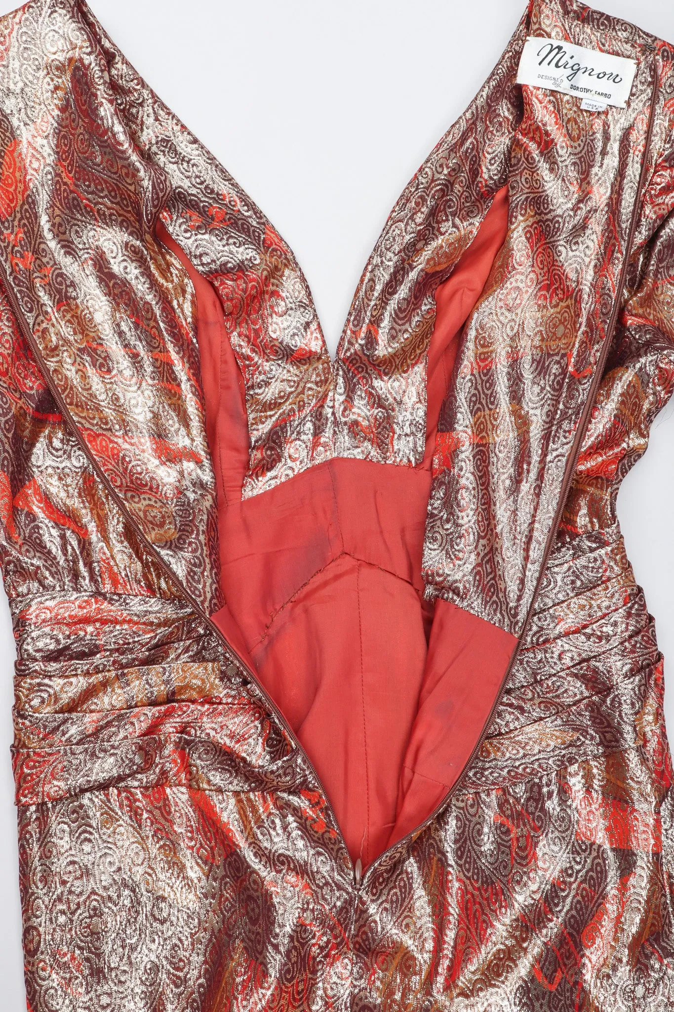 Brocade Lamé Waist Wrap Dress