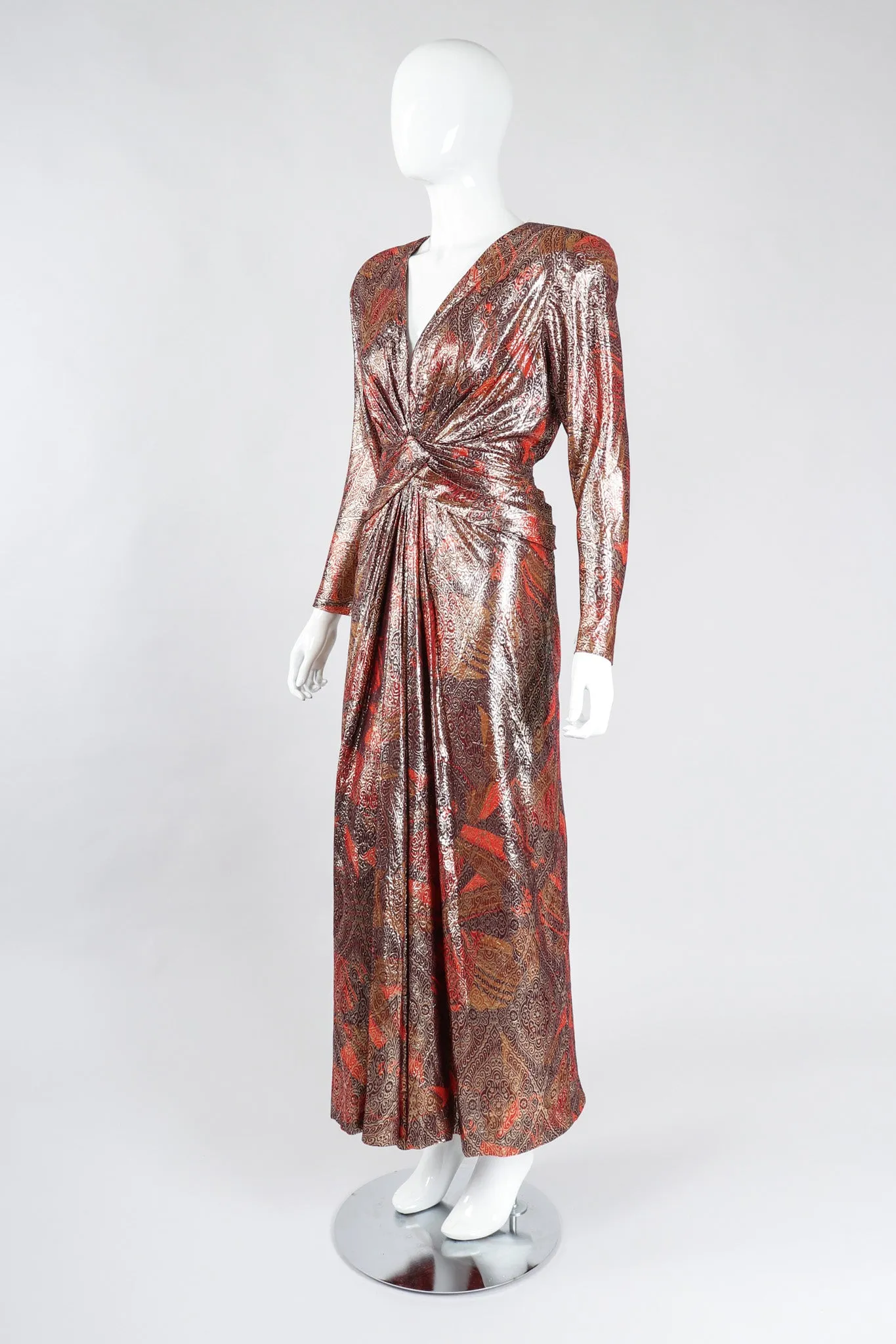 Brocade Lamé Waist Wrap Dress