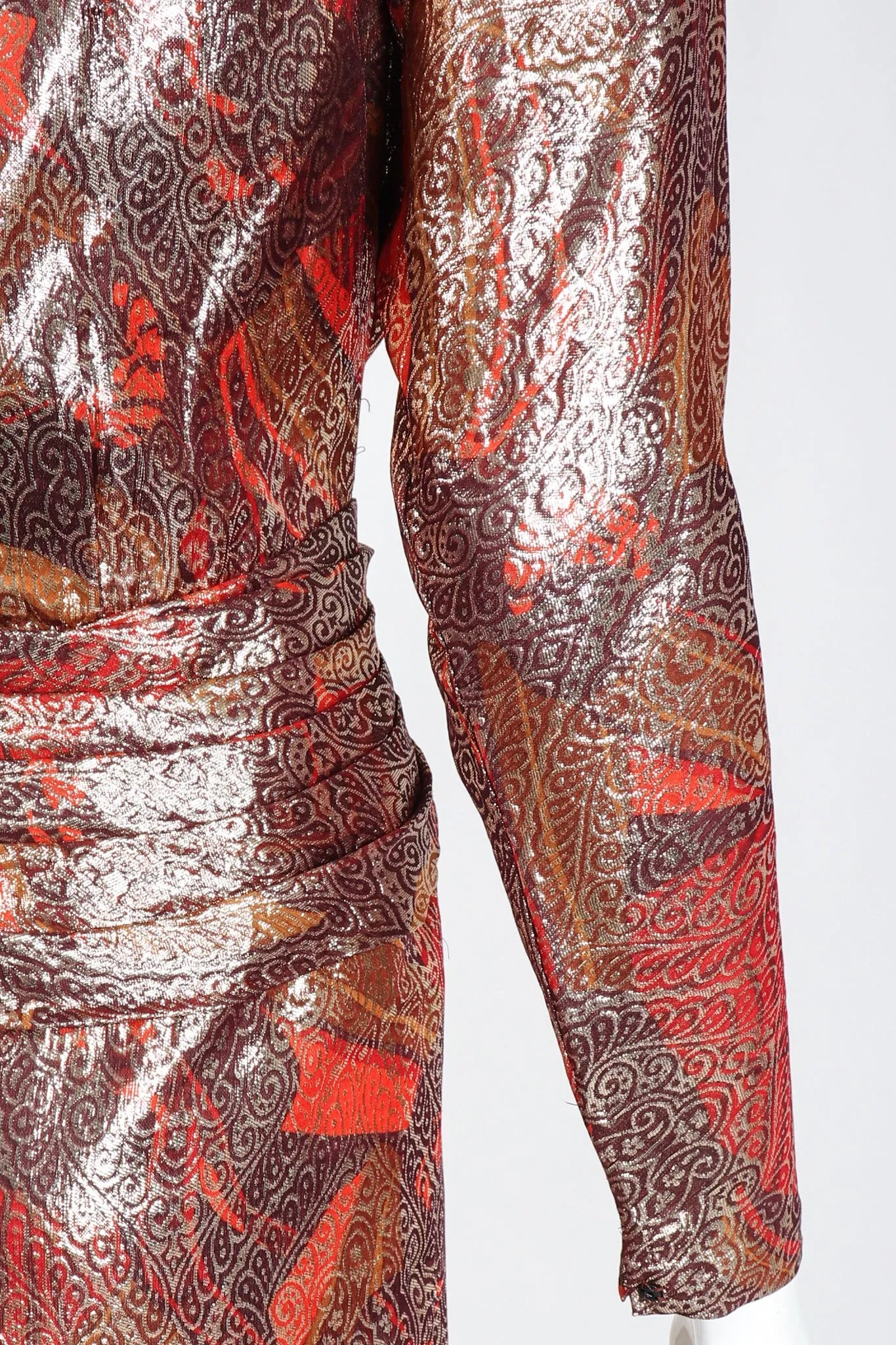 Brocade Lamé Waist Wrap Dress