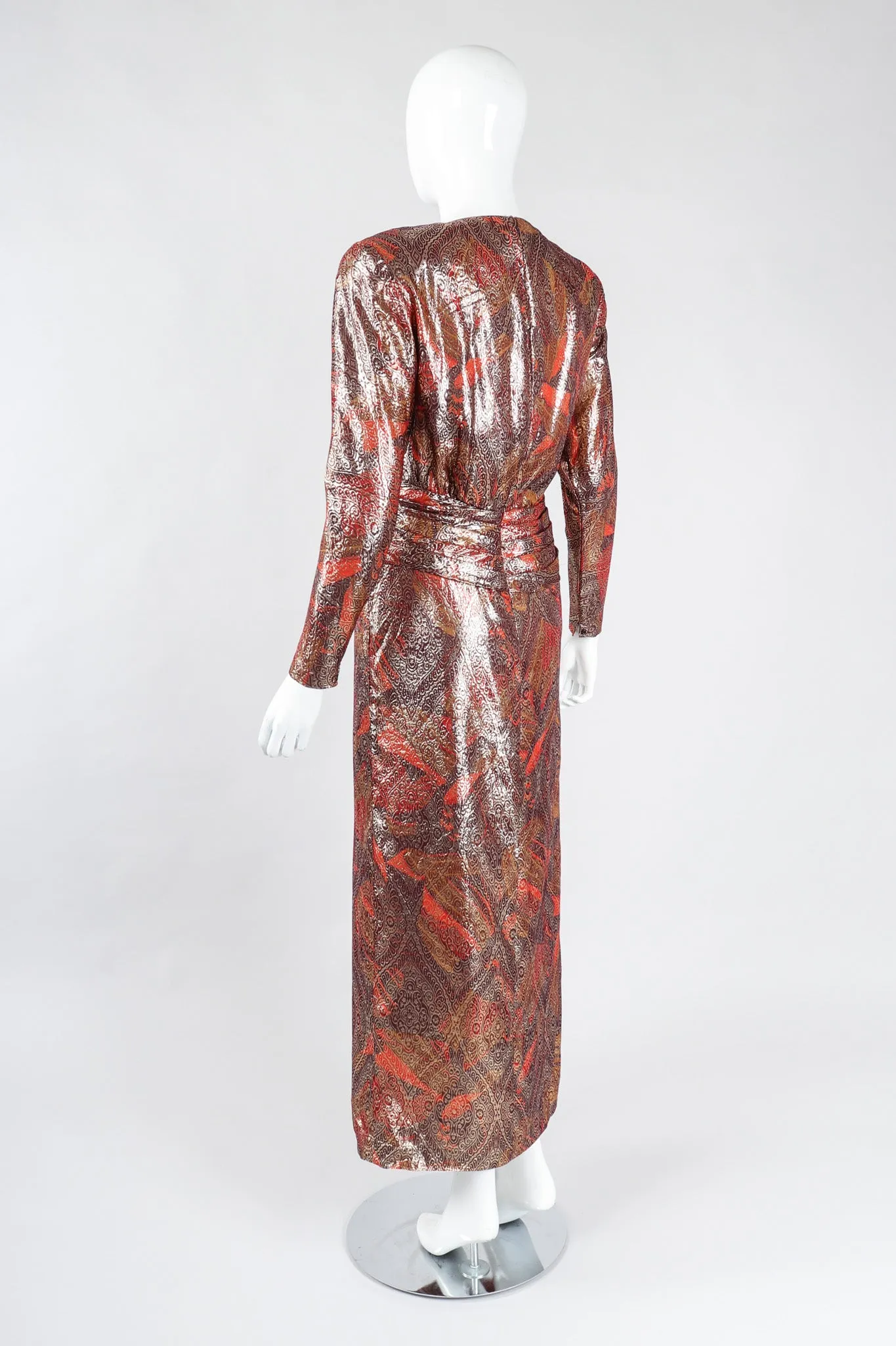 Brocade Lamé Waist Wrap Dress