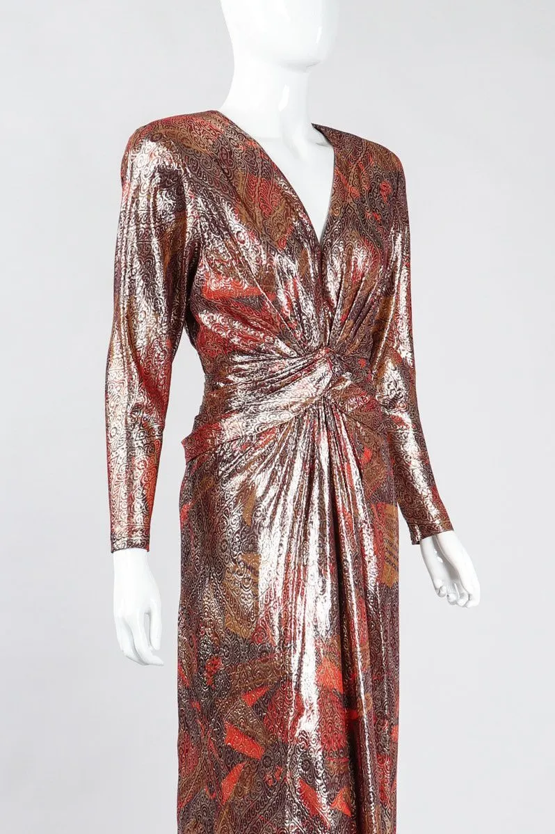 Brocade Lamé Waist Wrap Dress