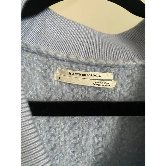 By Anthropologie Zip-Up Brushed Fuzzy Sweater Cardigan Sky Blue Size Small EUC
