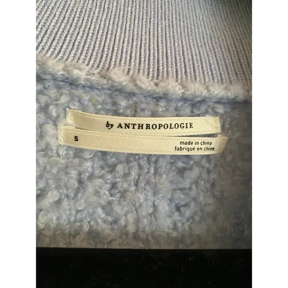 By Anthropologie Zip-Up Brushed Fuzzy Sweater Cardigan Sky Blue Size Small EUC
