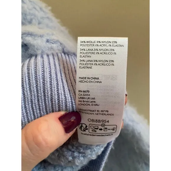 By Anthropologie Zip-Up Brushed Fuzzy Sweater Cardigan Sky Blue Size Small EUC