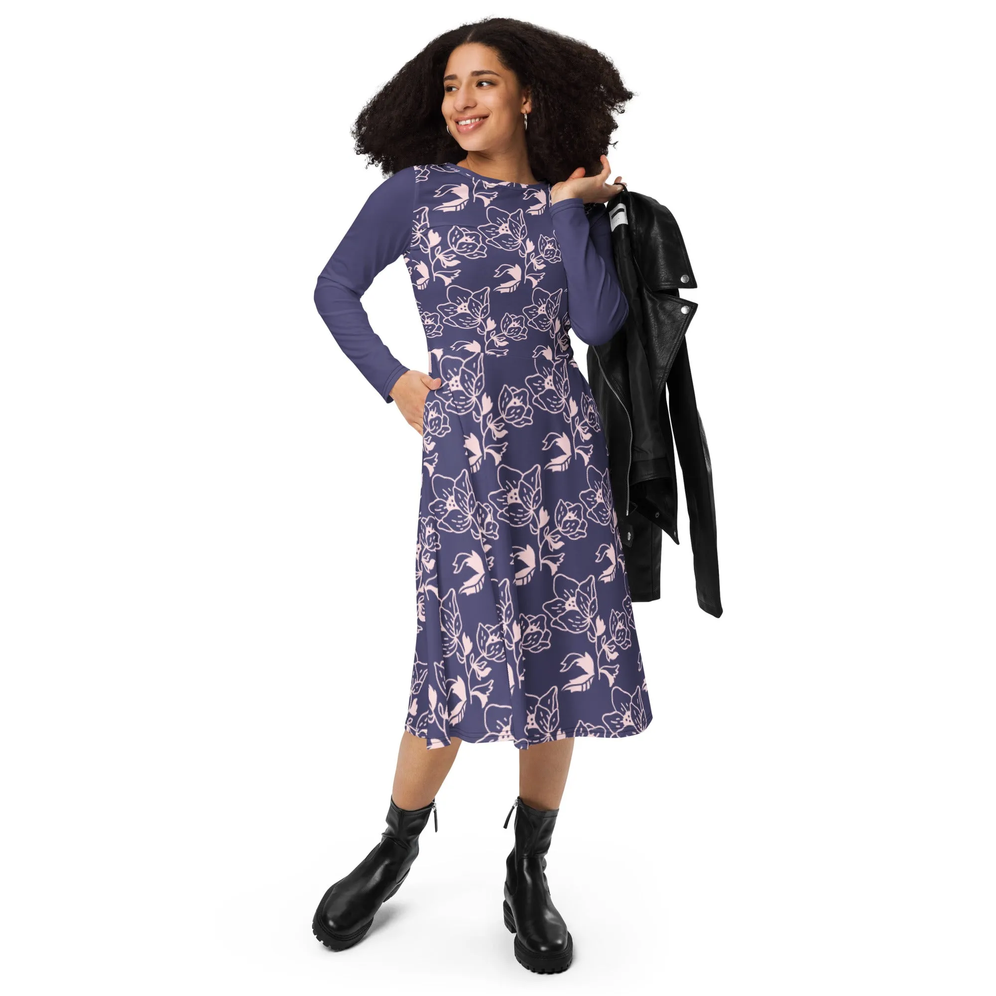 Carlotta long sleeve midi dress