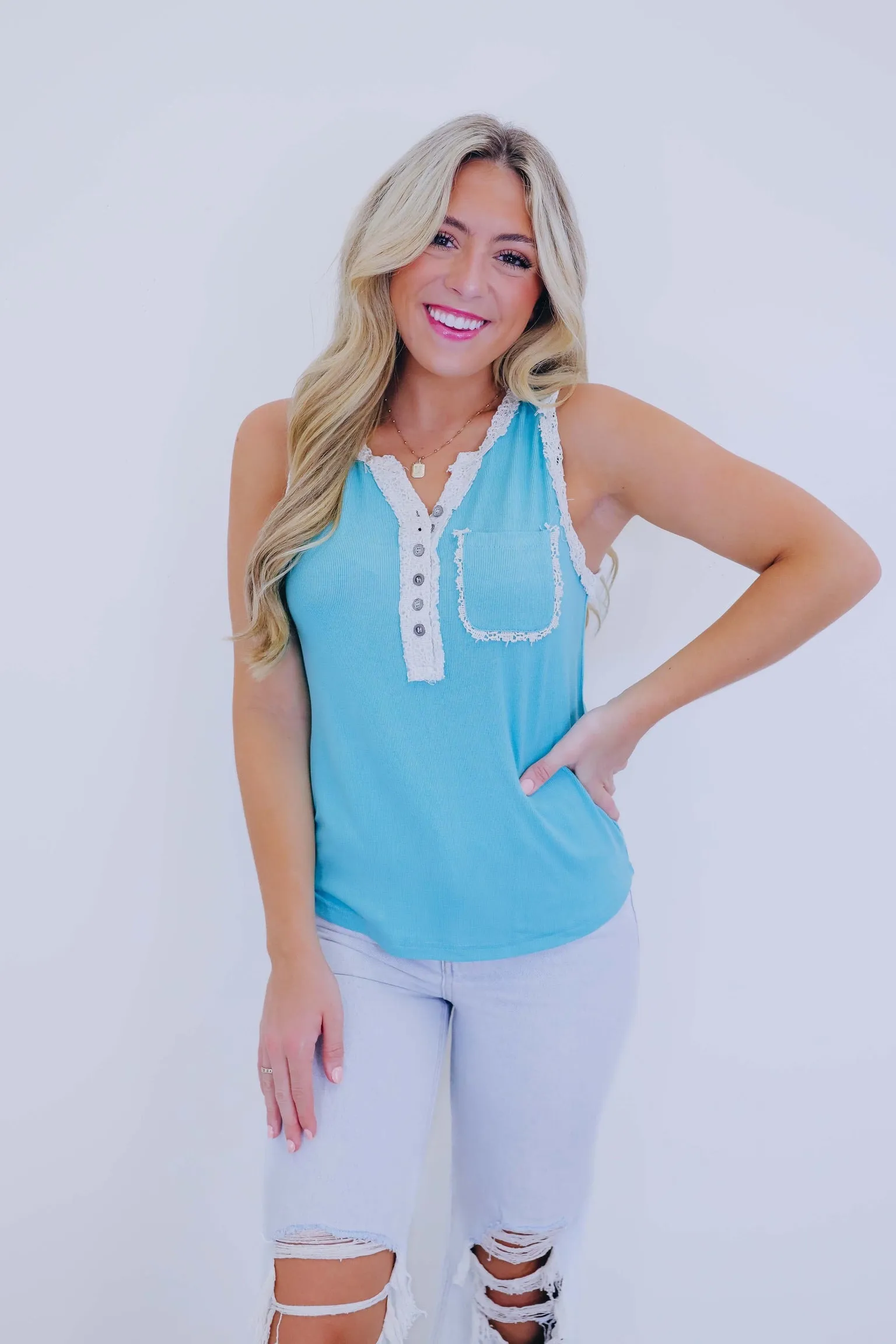 Carter Crochet Micro Ribbed Tank By Pol - 3 Colors