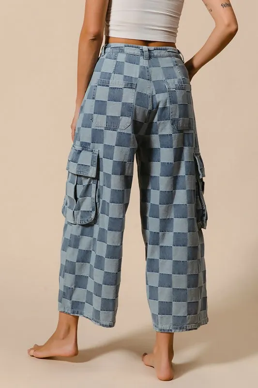 CHECKERED CARGO PANTS