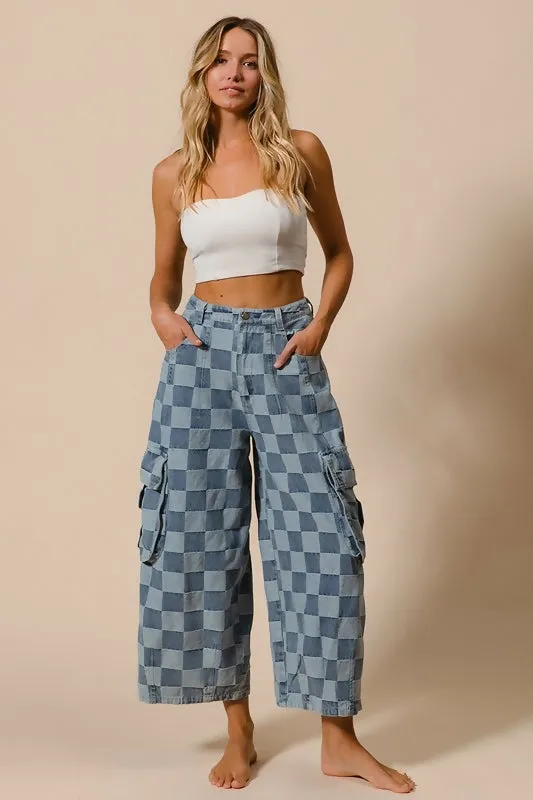 CHECKERED CARGO PANTS
