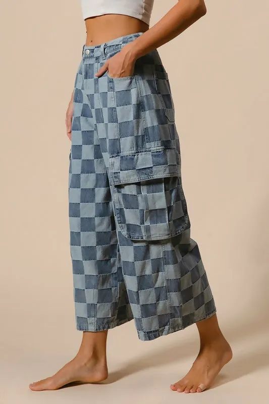 CHECKERED CARGO PANTS