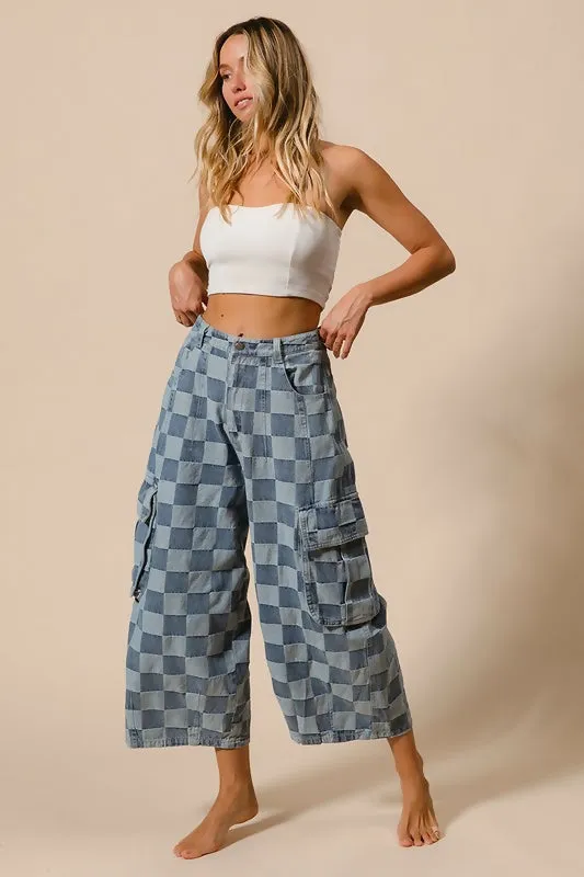 CHECKERED CARGO PANTS