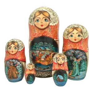 Christmas Russian Matryoshka Doll Winter Storyteller