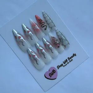 Chrome Snake Aura Stiletto Press On Nails