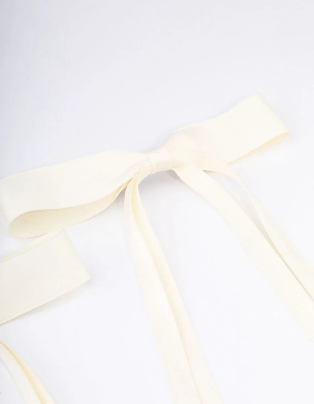 Cream Fabric Wide Skinny Hair Bow Pack