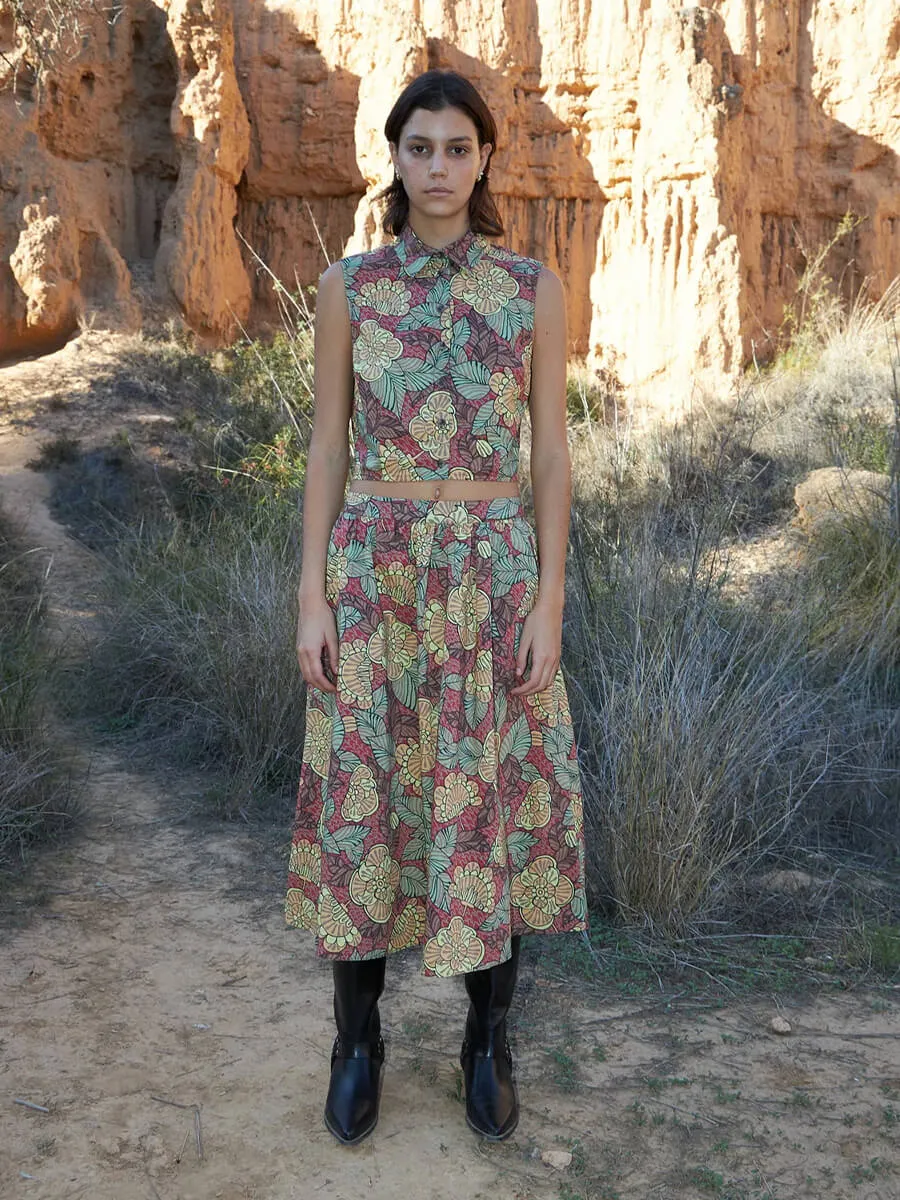 Cropped Flowerprinted Shirt