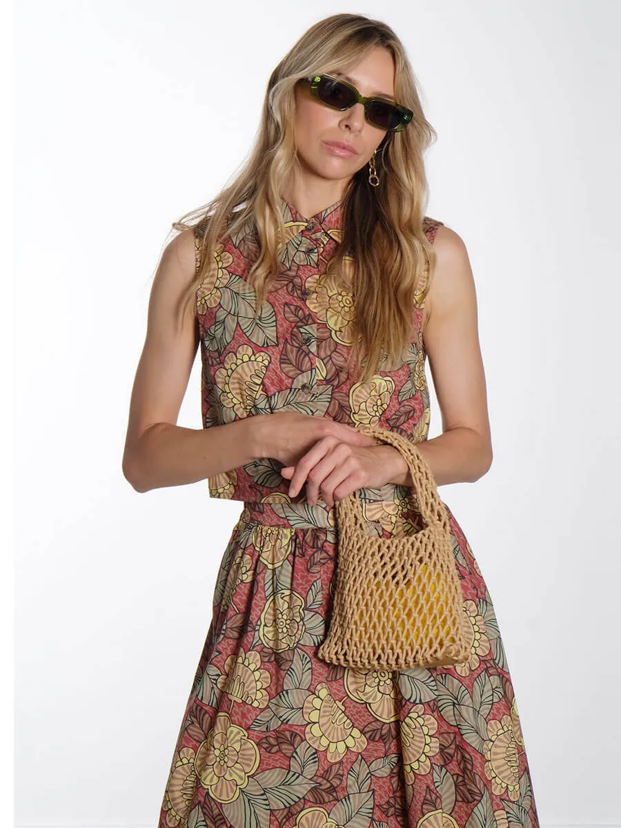 Cropped Flowerprinted Shirt