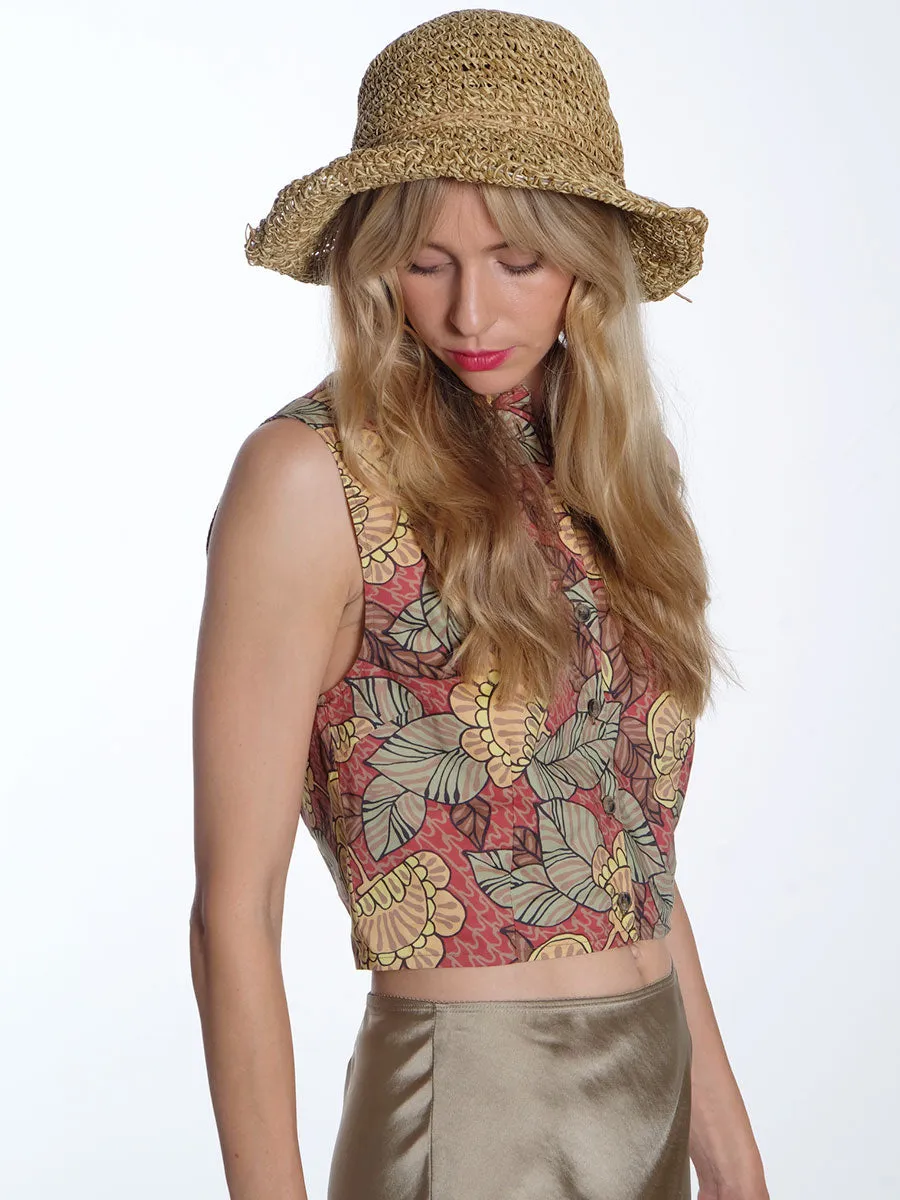Cropped Flowerprinted Shirt