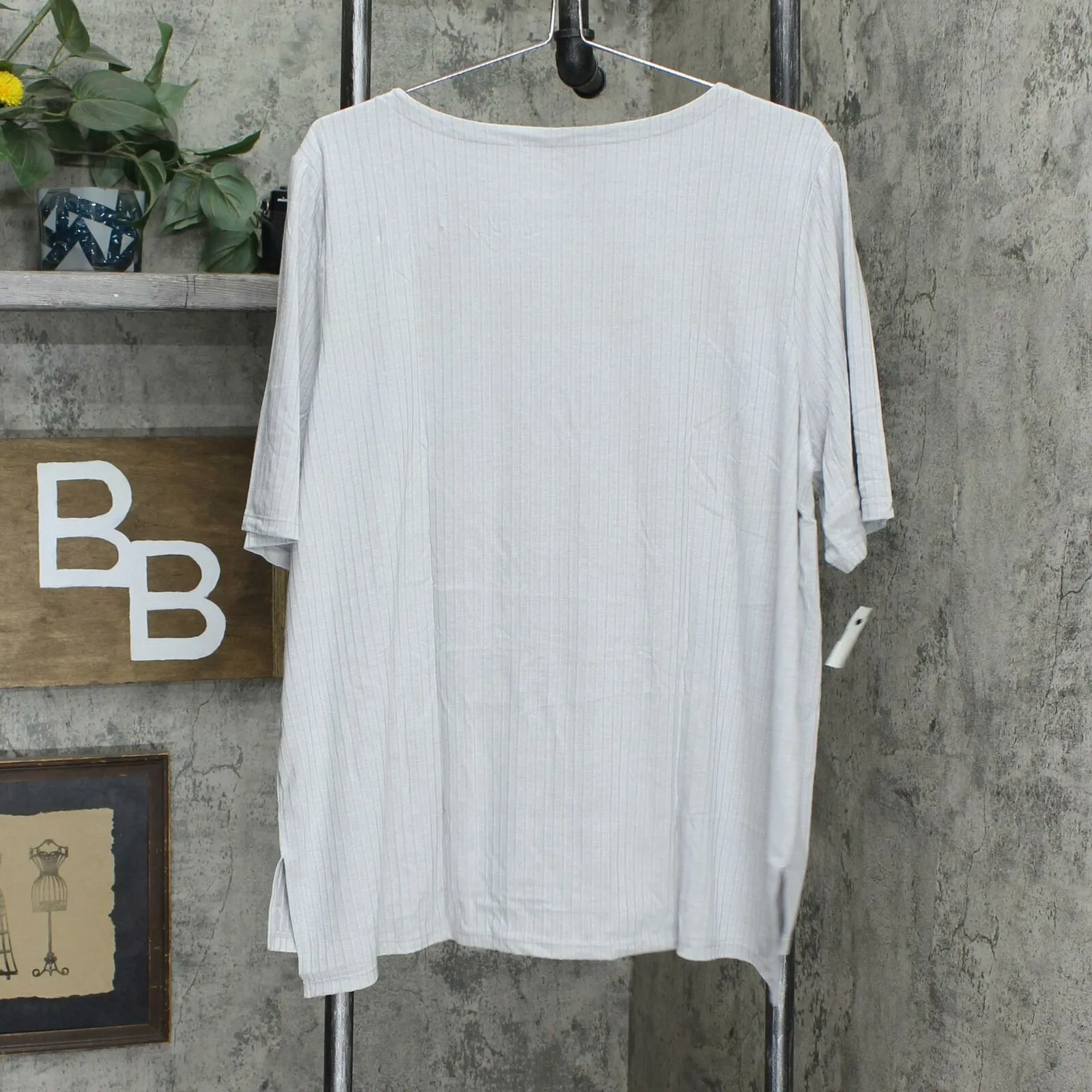 Cuddl Duds Plus Size Wide Rib Elbow Sleeve Tunic Top
