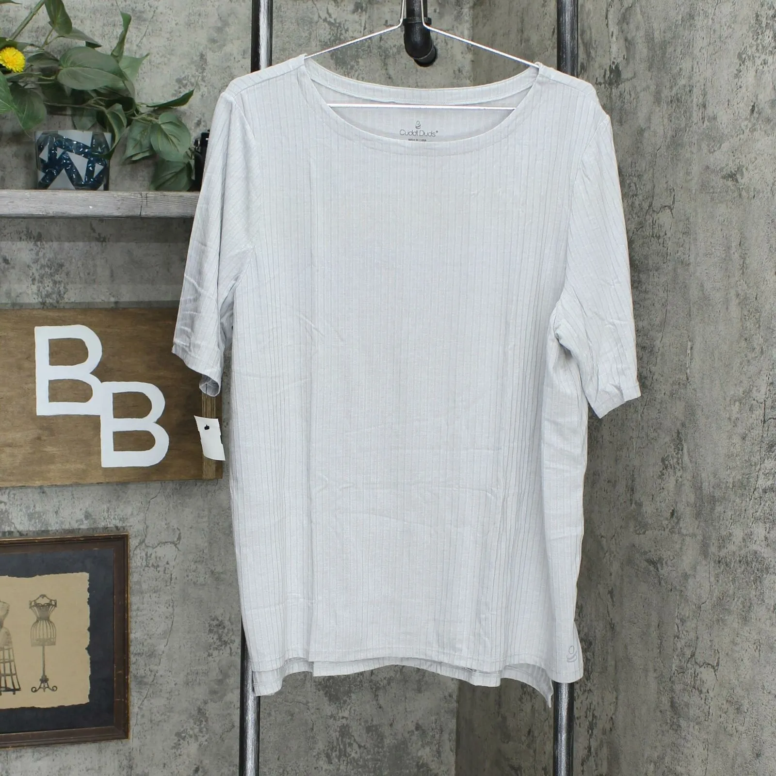 Cuddl Duds Plus Size Wide Rib Elbow Sleeve Tunic Top