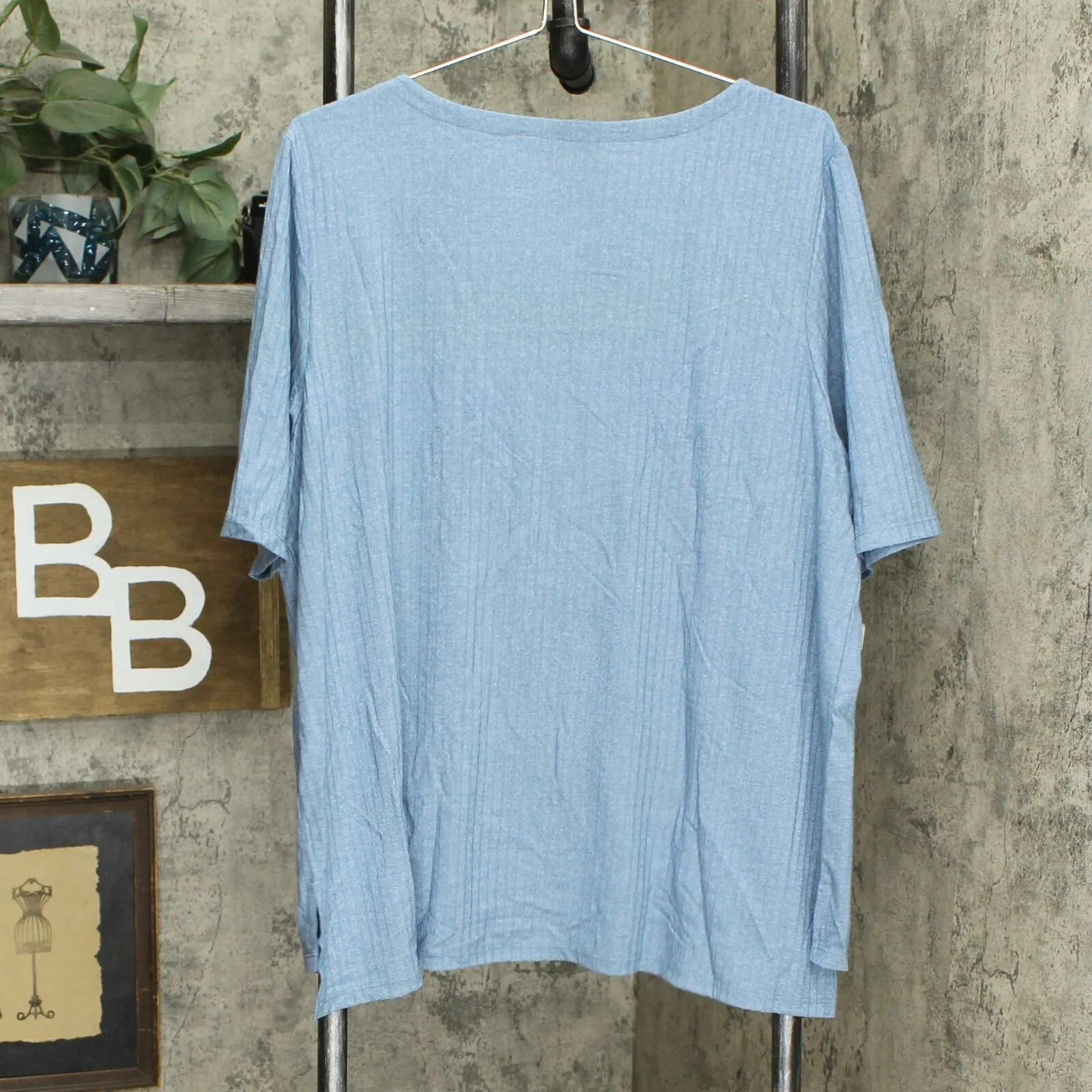 Cuddl Duds Plus Size Wide Rib Elbow Sleeve Tunic Top