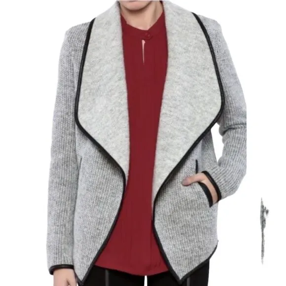 CUPCAKES &amp; CASHMERE Gray Wool Open front Sweater Cardigan