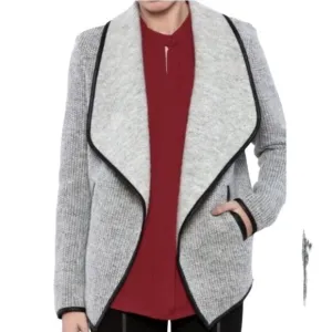 CUPCAKES &amp; CASHMERE Gray Wool Open front Sweater Cardigan