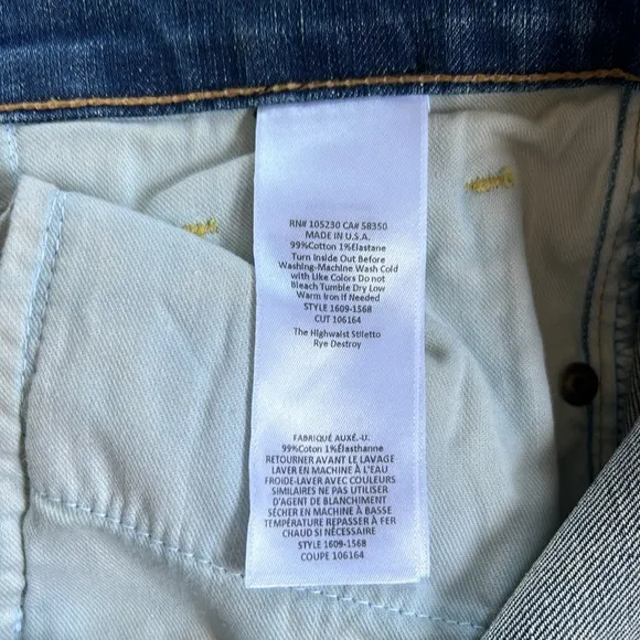 Current/Elliot‎ The High Waist Stiletto Skinny Jeans 70s Sz 27