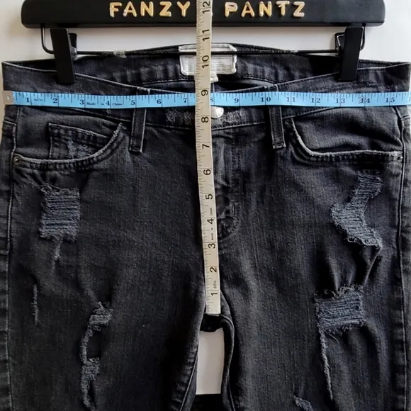 CURRENT/ELLIOTT Jeans Stiletto Skinny Crop Shredded Black 28