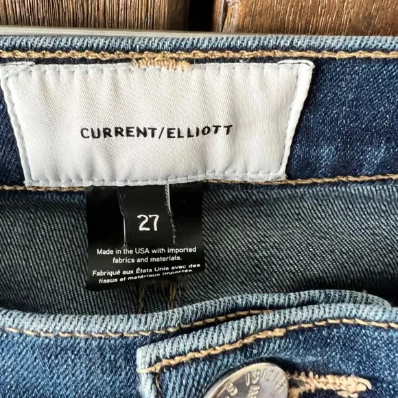Current/Elliott The Highwaist Stiletto Great Love Destroy w/ Raw Hem Jean Sz 27