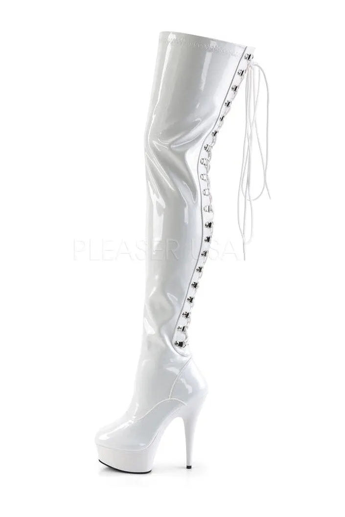 DELIGHT-3063 Platform Boot  | White Patent