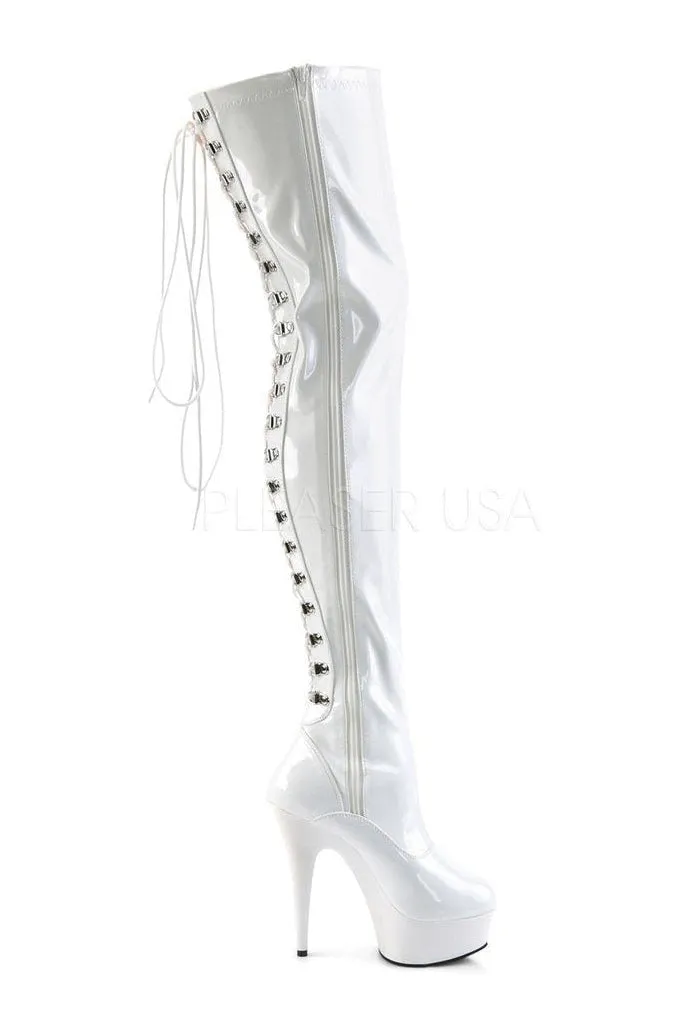 DELIGHT-3063 Platform Boot  | White Patent