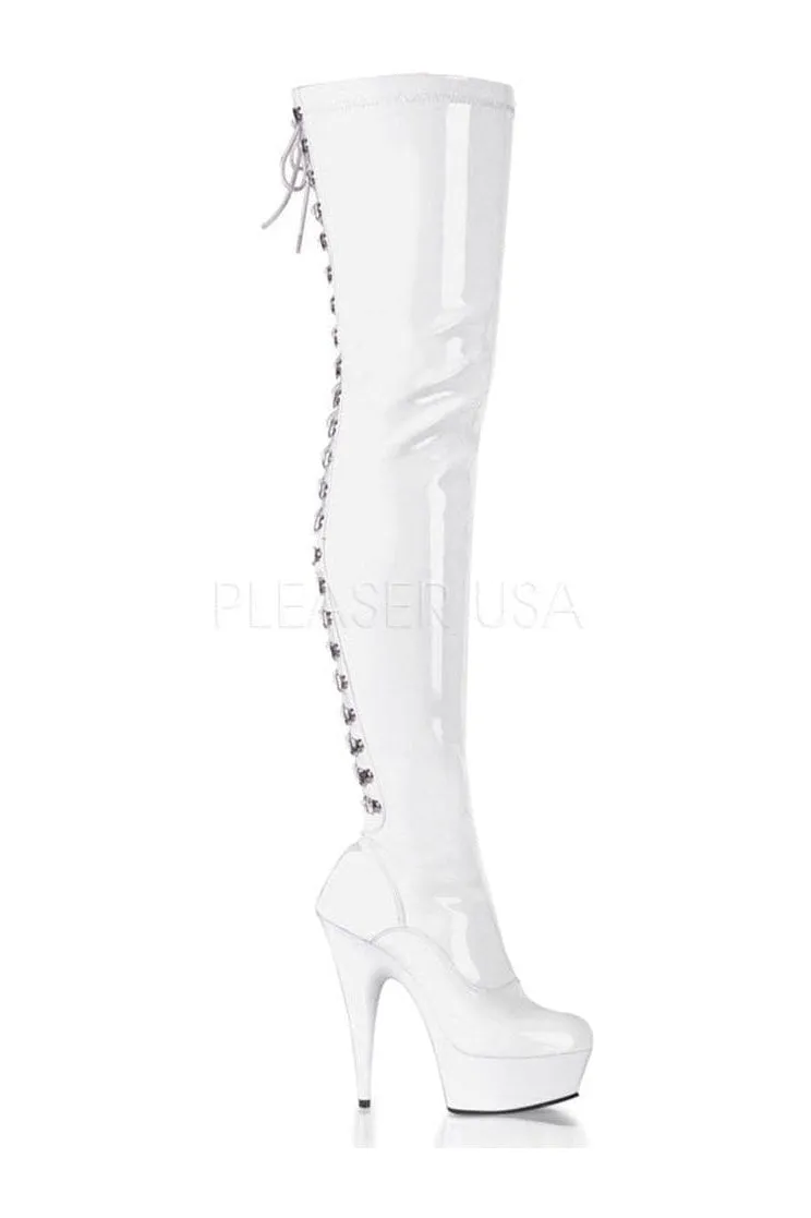 DELIGHT-3063 Platform Boot  | White Patent