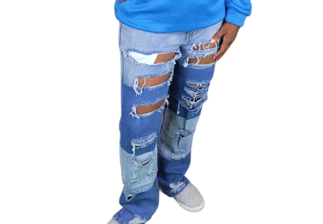 Denim Colorblock Jeans