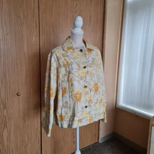 Denim Jacket Yellow Floral Urban Outfitters Shacket NWT Cotton Oversized 90s 70s