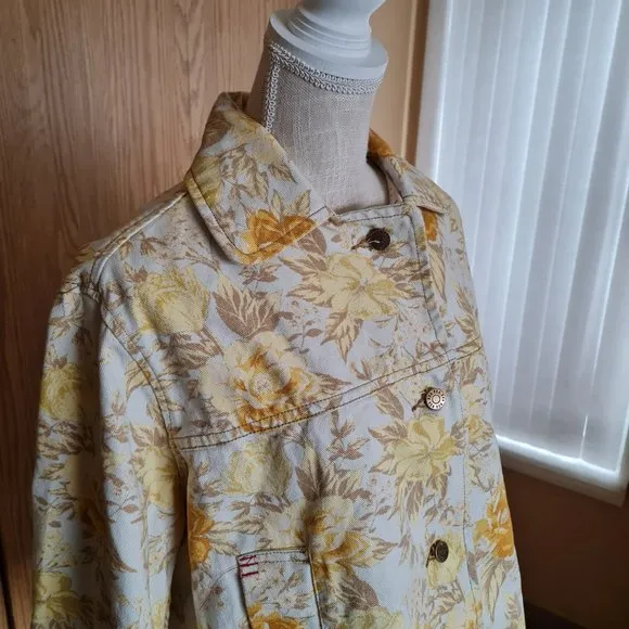 Denim Jacket Yellow Floral Urban Outfitters Shacket NWT Cotton Oversized 90s 70s