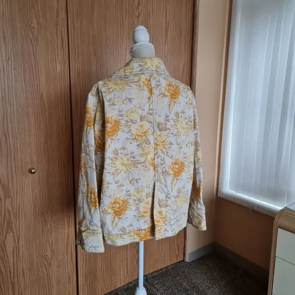 Denim Jacket Yellow Floral Urban Outfitters Shacket NWT Cotton Oversized 90s 70s