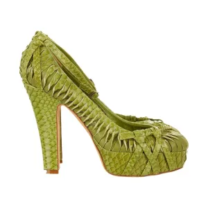 Dior Green Snakeskin Platform Heels