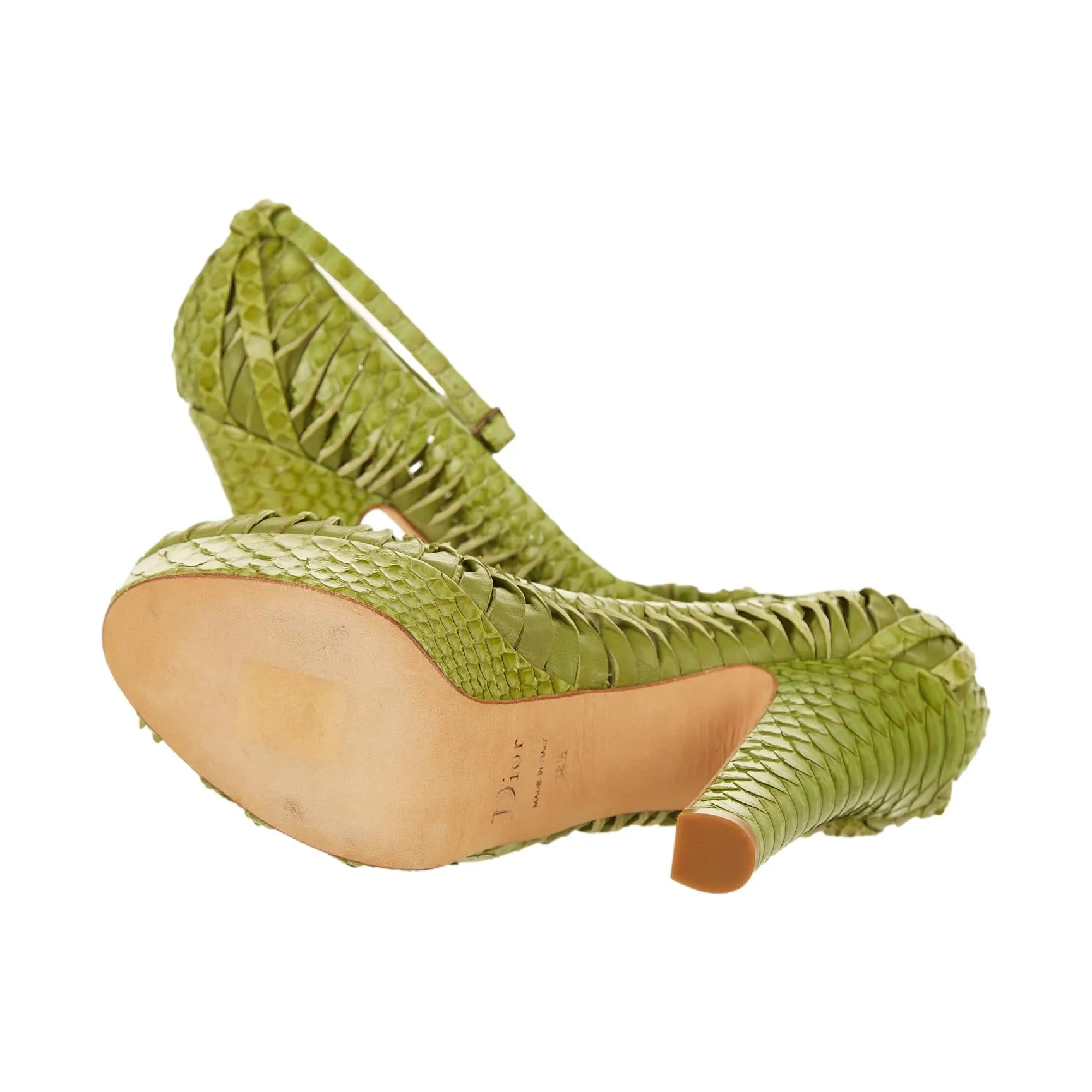 Dior Green Snakeskin Platform Heels