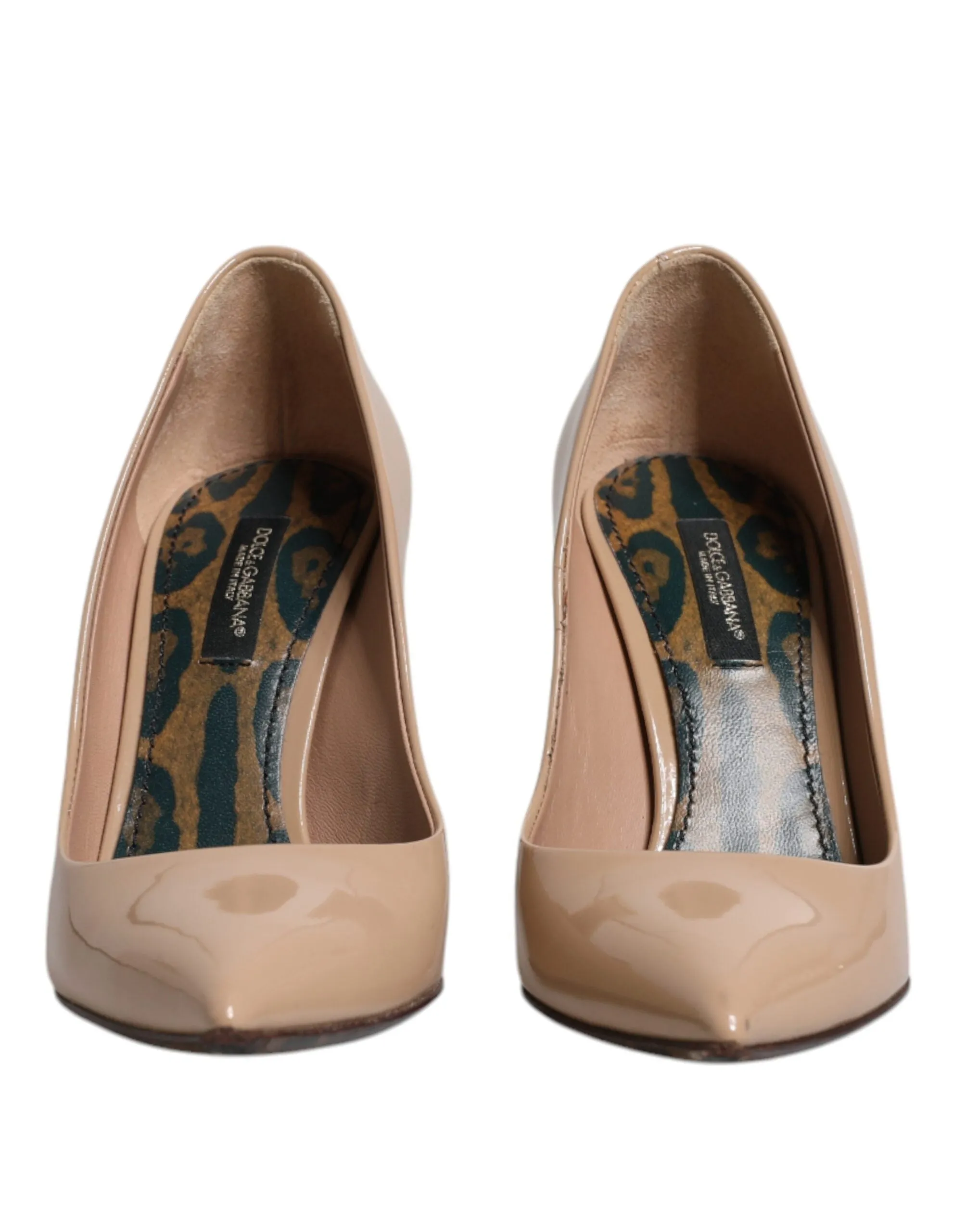 Dolce&Gabbana Women Beige Pumps Patent Leather Stiletto High Heel Shoes EUR 35.5