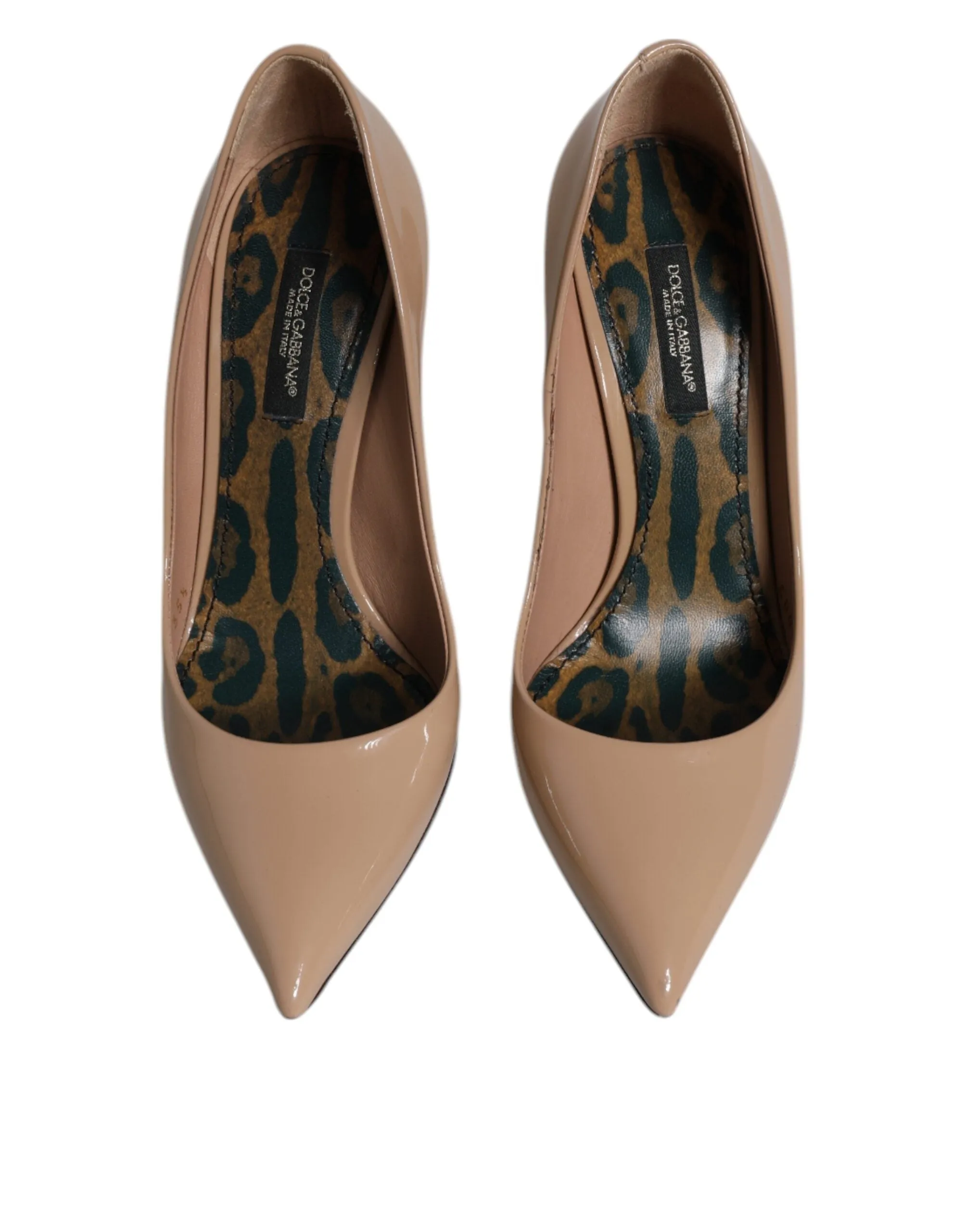 Dolce&Gabbana Women Beige Pumps Patent Leather Stiletto High Heel Shoes EUR 35.5