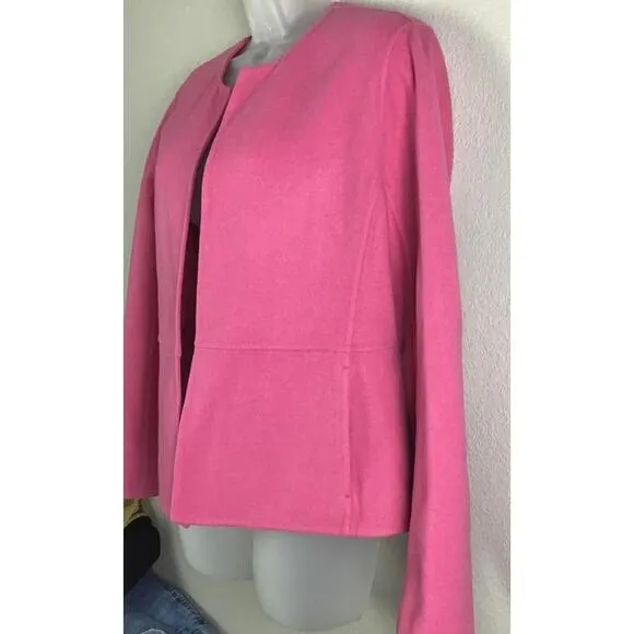 EILEEN FISHER PINK OPEN FRONT VIRGIN WOOL AND CASHMERE BLEND JACKET WOMEN’S XS