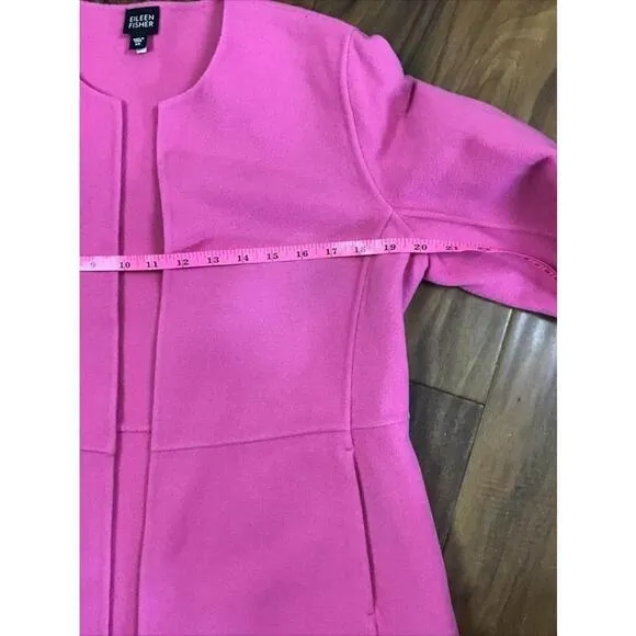 EILEEN FISHER PINK OPEN FRONT VIRGIN WOOL AND CASHMERE BLEND JACKET WOMEN’S XS
