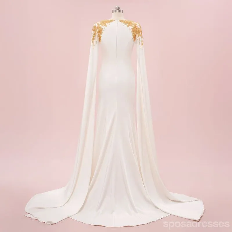 Elegant White Mermaid Long Sleeves Maxi Long Party Prom Dresses,Evening Dress,13530