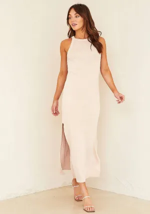 Fitted Halter Midi Dress by Bella Dahl | Khaki Stone